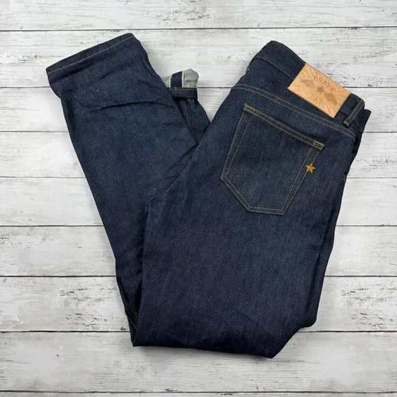 Men's Brave Star Denim Button Fly Selvage Jeans Skeleton Skinny Size 36 x 30 USA