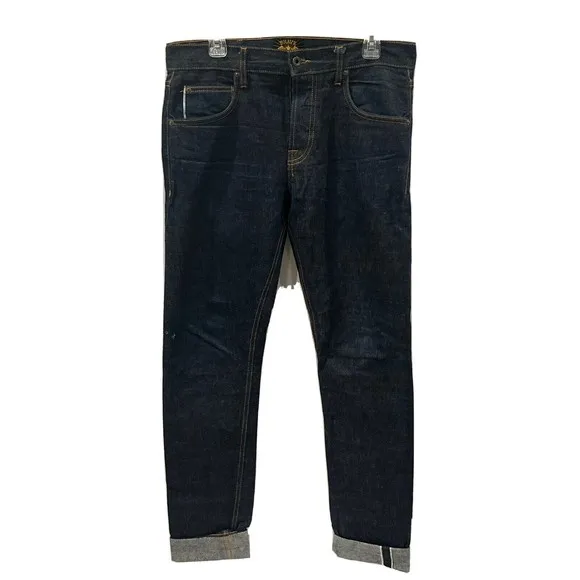 Brave Star Selvage Selvedge Mens 32x35 Skinny Leg button fly Dark Wash Jeans
