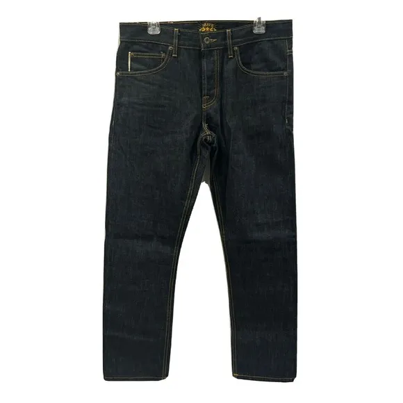 Brave Star Selvedge Denim Mens 33 x 31 Skinny Leg button fly Dark Wash Jeans