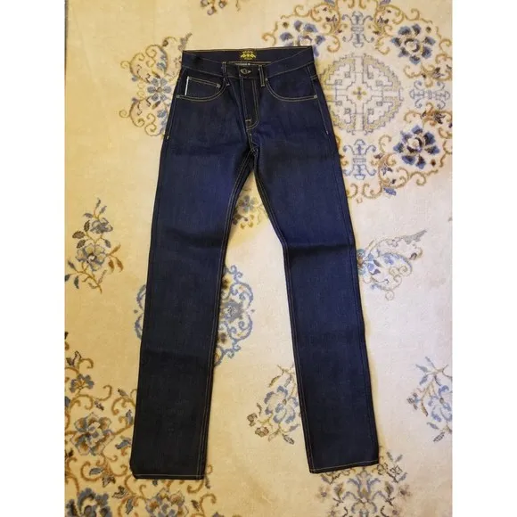 Brave Star Selvedge Jeans 30x37 Raw Denim Made USA Straight Slim Taper Dark Wash