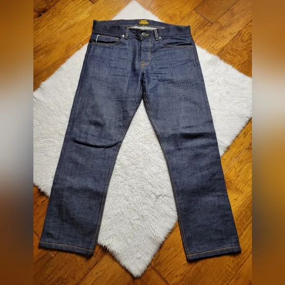 Brave Star Jeans Selvedge Slim Straight Button Fly Dark Blue Cone Denim Men's 35