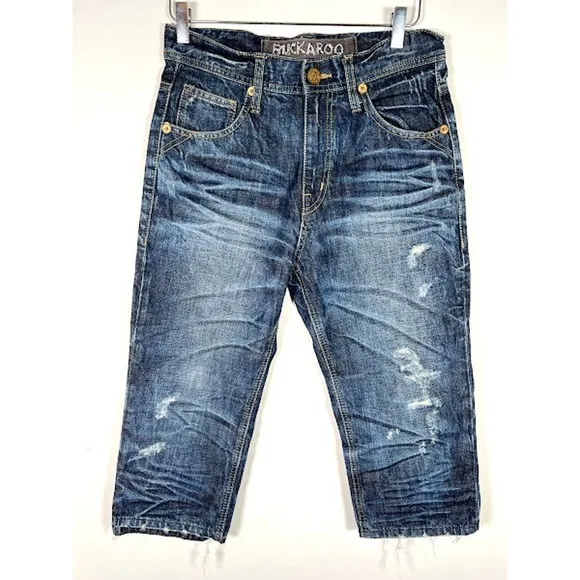 Buckaroo Men's Crop Jeans Sz 30 Distressed Medium Wash Blue Denim