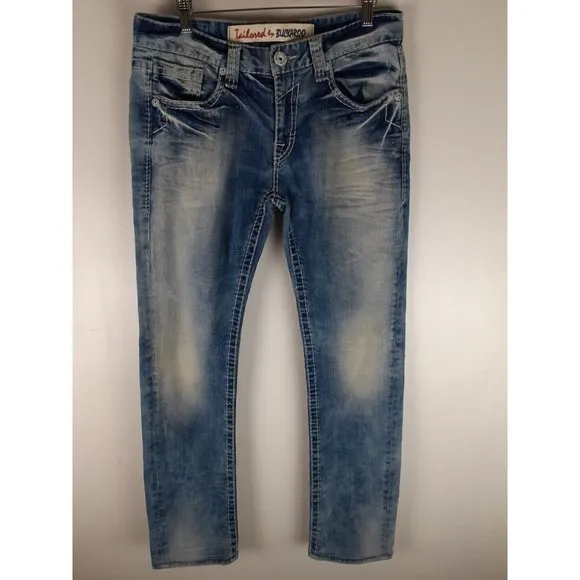 Tailored By Buckaroo Men's Thick Stitch Light Wash Denim Skinny Jeans 32x29