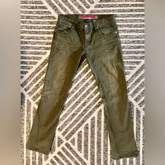 BUCKAROO Sz 33x31 Olive Green Distressed Straight Leg Premium Jeans