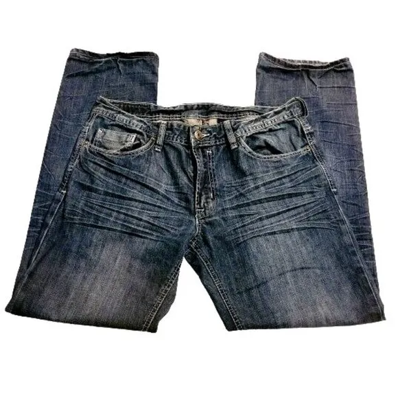 Buffalo David Bitton Jeans Size 33 Men's Evan Factory Distressing EUC 34 x 31.5