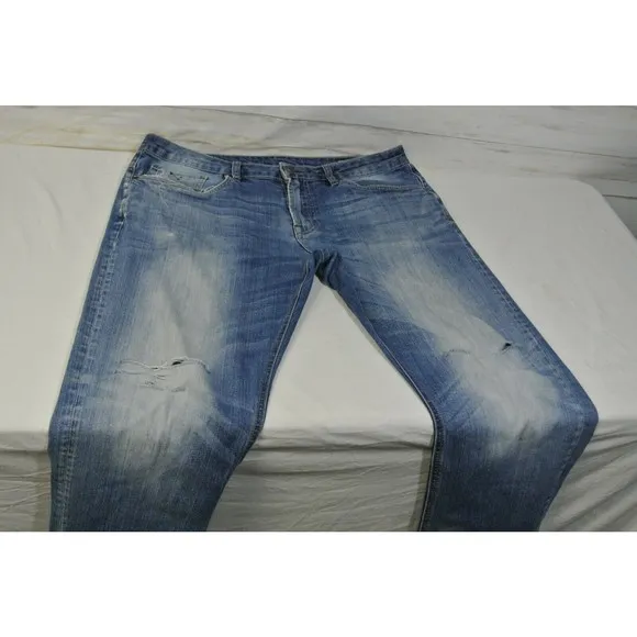 BUFFALO DAVID BITTON EVAN-X Sz. 36 x 32 Men BlUE Slim Straight Leg Stretch Jeans