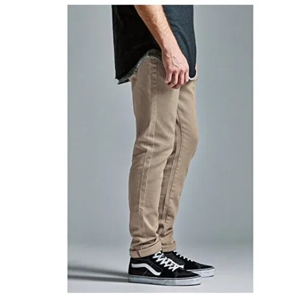 Bullhead Denim Co. Mens Khaki Tan Slim Skinny Fit Jeans Size 30x32