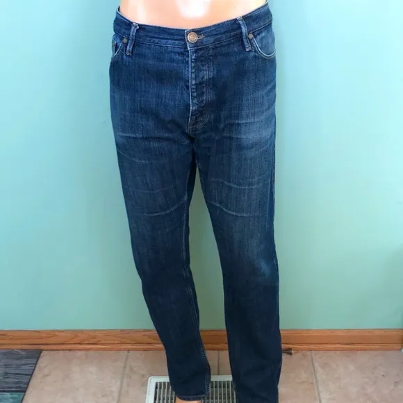 Burberry Dark Blue Four Button Fly Jeans Size 38x34