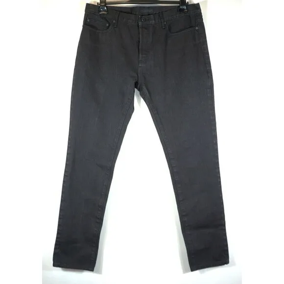 Burberry Prorsum Men's Black Coated Slim-Fit Tapered Leg Jeans, 37W