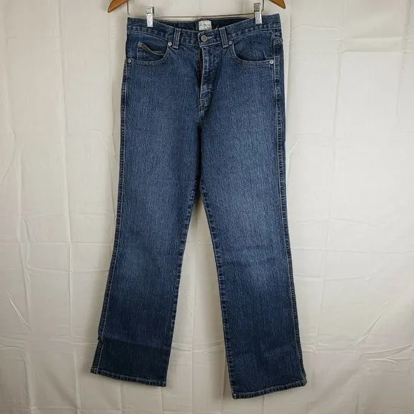 Calvin Klein Mens Blue Medium Wash Slim Fit Stretch Bootcut Jeans Size 10