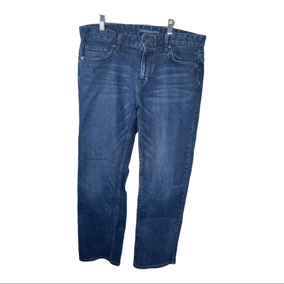 Calvin Klein Straight Fit Leg Denim Jeans Blue Wash Men's Size 34x30