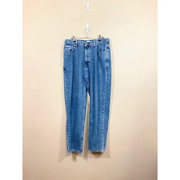 VTG Calvin Klein Mens Easy Fit Doublestone Jeans Sz 34x32 Blue 90s Straight Leg