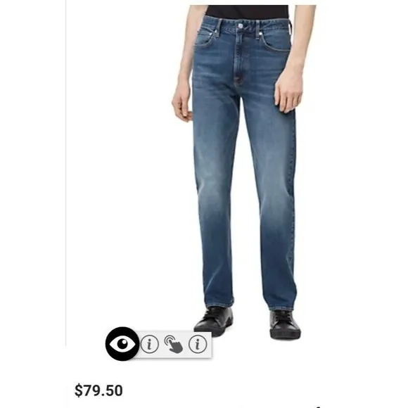 Men's Calvin Klein Jeans Relaxed Straight Mid Blue JEANS 34X30