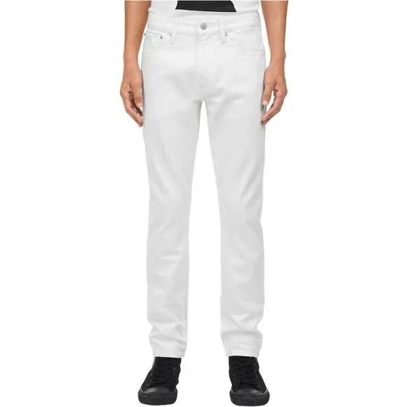 Calvin Klein Mens Warhol Athletic Fit Jeans, White, DM