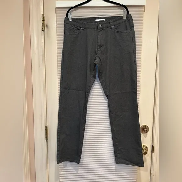 CALVIN Klein Gray Herringbone Slim-Fit Jeans. 34 X 32