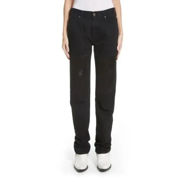 CALVIN KLEIN 205W39NYC Silk Knee Patch Straight Leg Jeans In Black