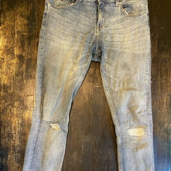 Cheap Monday skinny jeans in light blue with rips