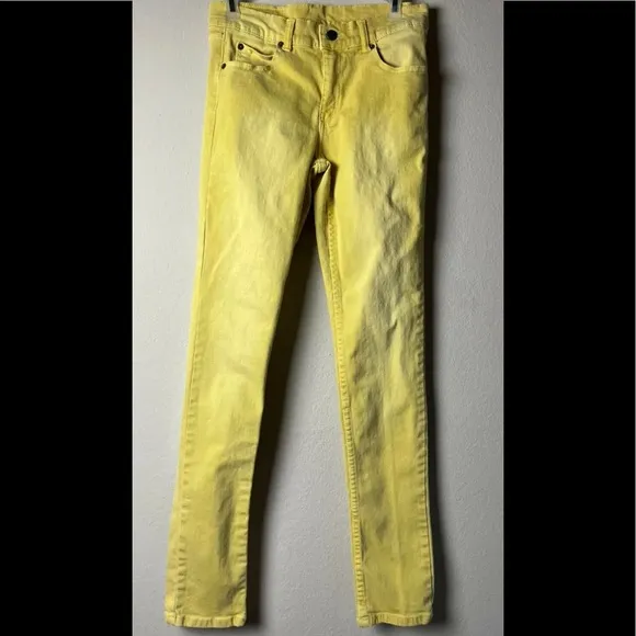 CHEAP MONDAY TIGHT WASHED YELLOW SKINNY JEANS SIZE 28 x 32 - PRE-OWNED