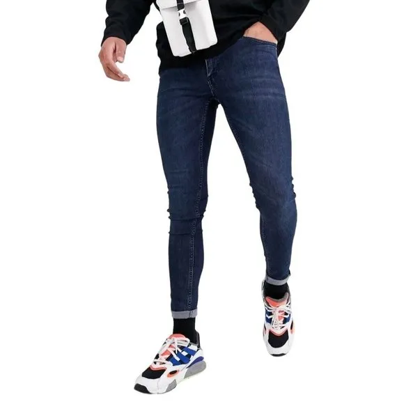 CHEAP MONDAY Blue Stretch Skinny Jeans Him Spray Midnight Size Medium Waist 29