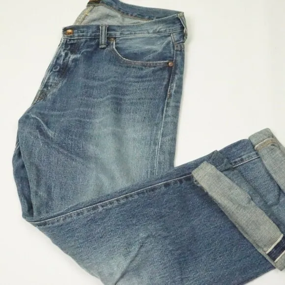 Chimala Selvedge 100% Cotton Medium Wash Mens Blue Jeans Sz 34 Made Japan