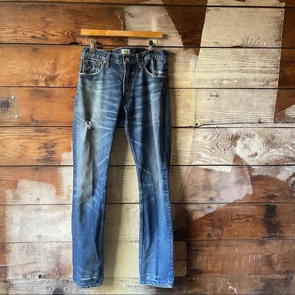 Citizens of Humanity Distressed Mid-Wash Straight Leg Denim Jeans Size 30