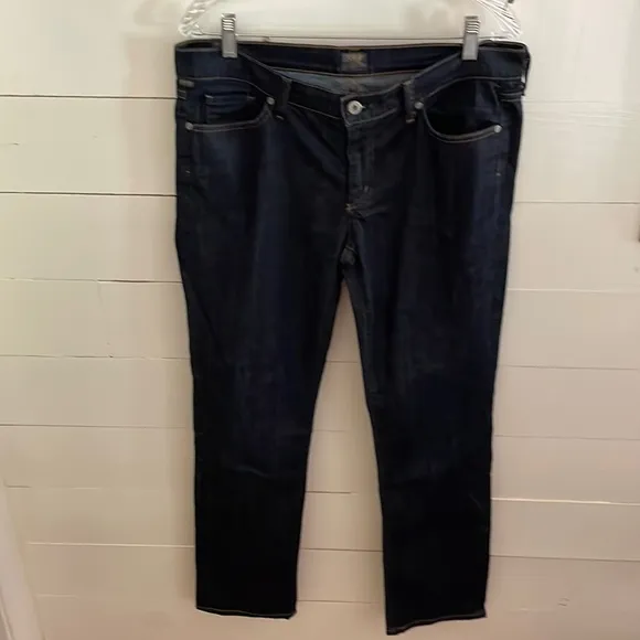 Citizens of Humanity Elsom Mid-Rise Straight Leg Dark Wash Jeans, Size 32