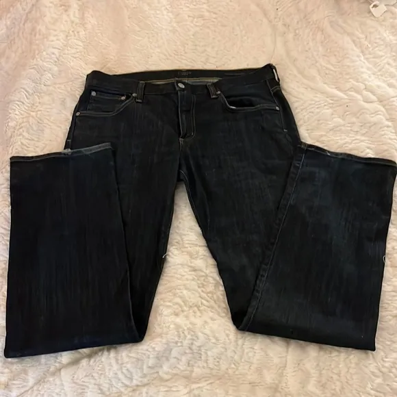 Citizens of humanity, dark denim, wide leg men’s jeans size 28x34
