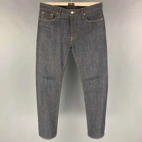CIVILIANAIRE Navy Contrast Stitch Selvedge Denim Jeans