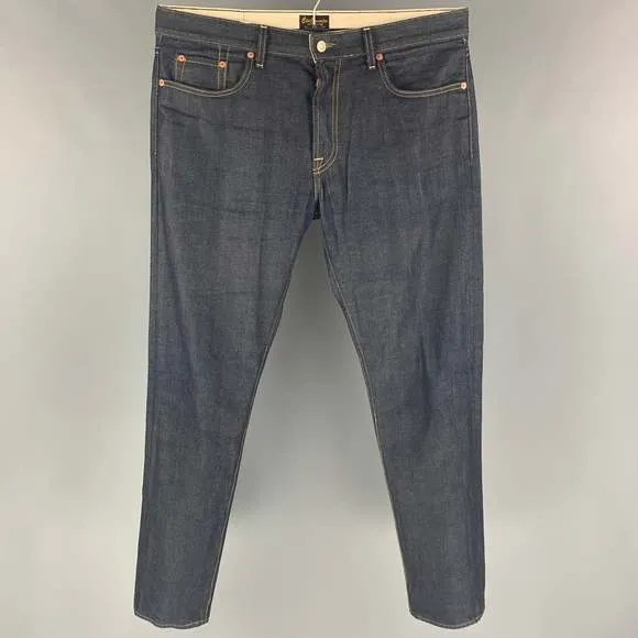 CIVILIANAIRE Navy Contrast Stitch Selvedge Denim Jeans