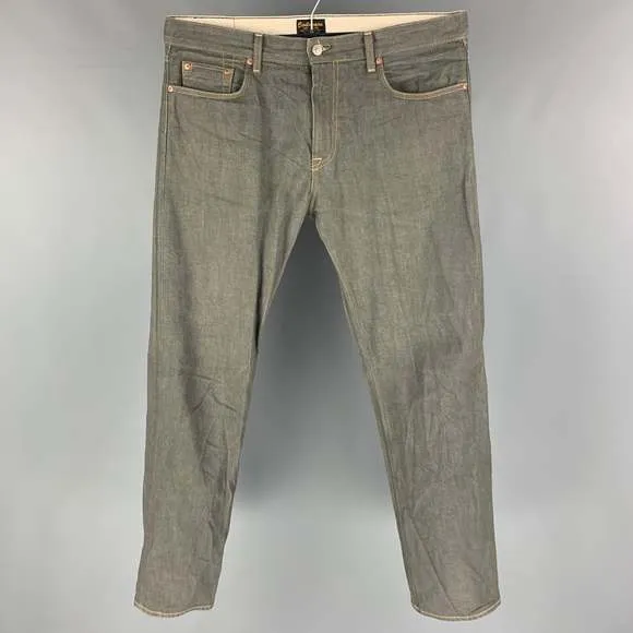 CIVILIANAIRE Grey Contrast Stitch Selvedge Denim Jeans