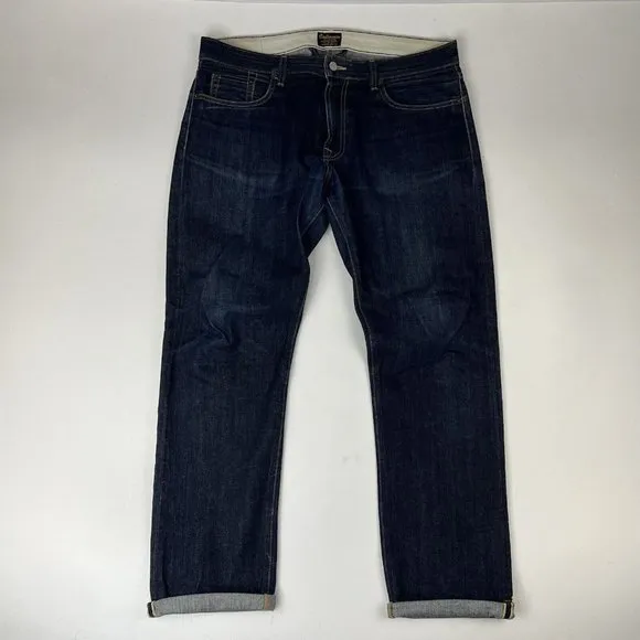 Civilianaire Dark Blue Japanese Selvedge Edge 5 Pocket Cotton Jeans‎ Mens 38X32