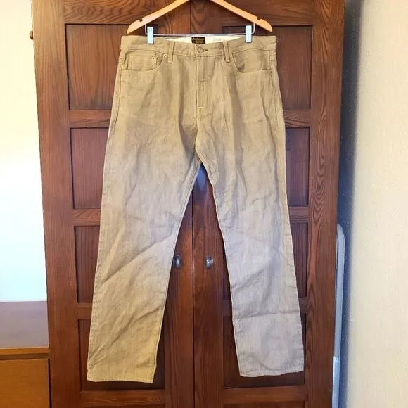 Civilianaire Japanese Denim Selvage Denim Rigid Jeans Khaki 37x34