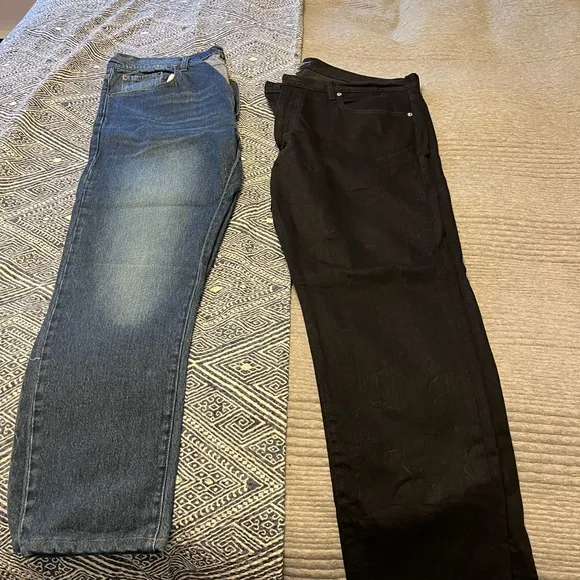 Two pairs of club Monaco jeans - black and medium washed jean