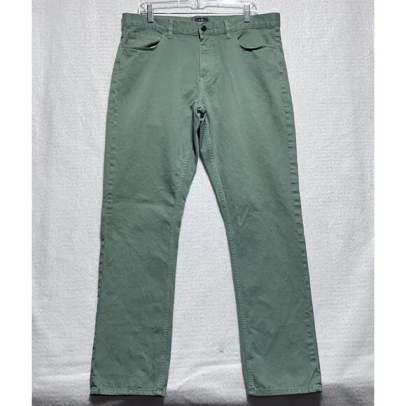 Club Monaco Jeans Mens Size 34x32 Green Straight Leg Cotton Pockets Denim Casual