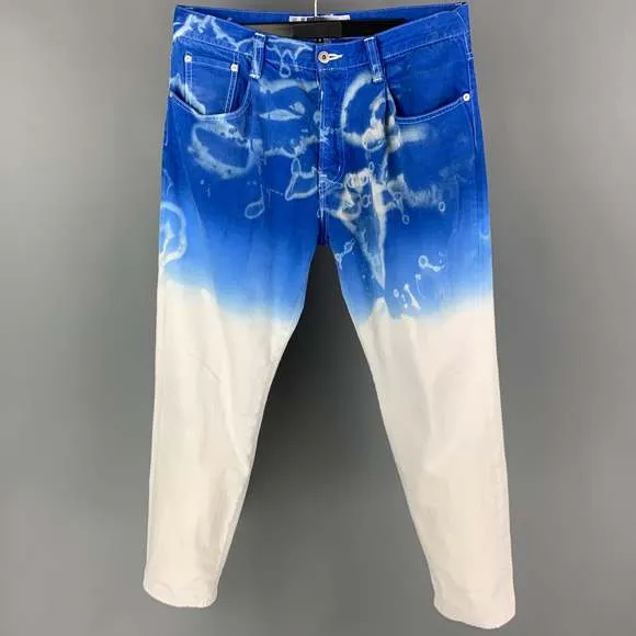 COMME des GARCONS GANRYU  L Blue White Ombre Custom Jeans