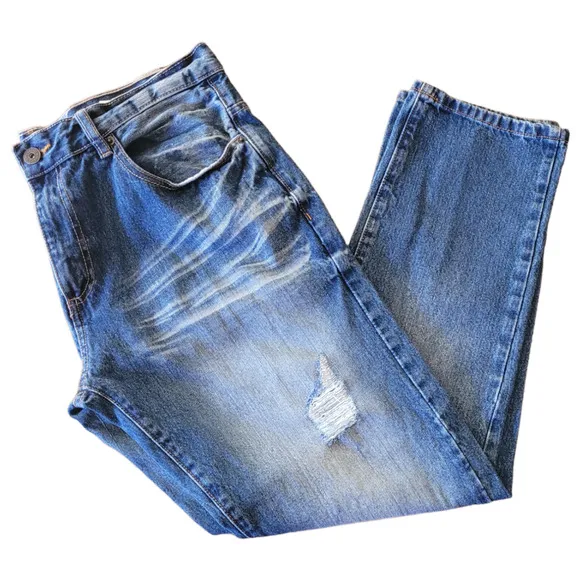 COMPANY EIGHTY ONE  81 Men's Distressed Dark Wash straight Leg Jeans Sz. 38 X 32