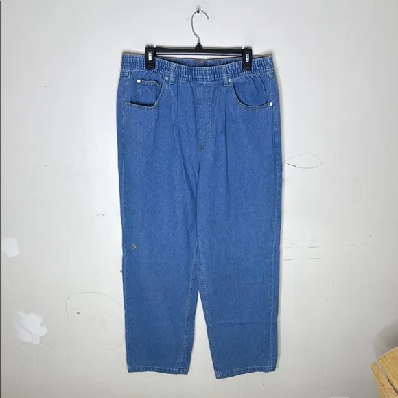 Converse Blue Relaxed Pull On Cotton Jeans High-Rise Straight-Leg Size Large