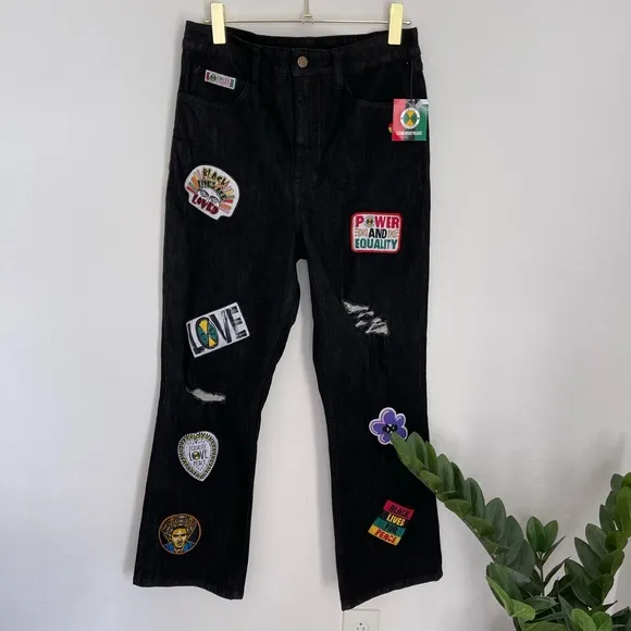Cross Colours Love Black Lives Relaxed Drop Crotch Patch Jeans Size 32
          
      NWT