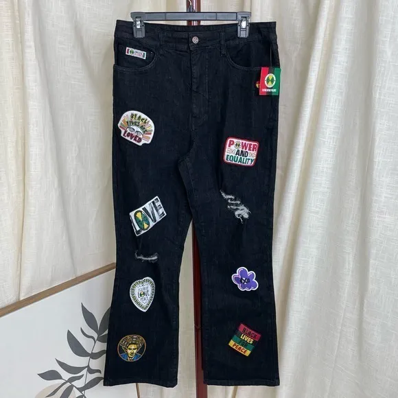 Cross Colours Love Black Lives Relaxed Drop Crotch Patch Jeans
          
      NWT