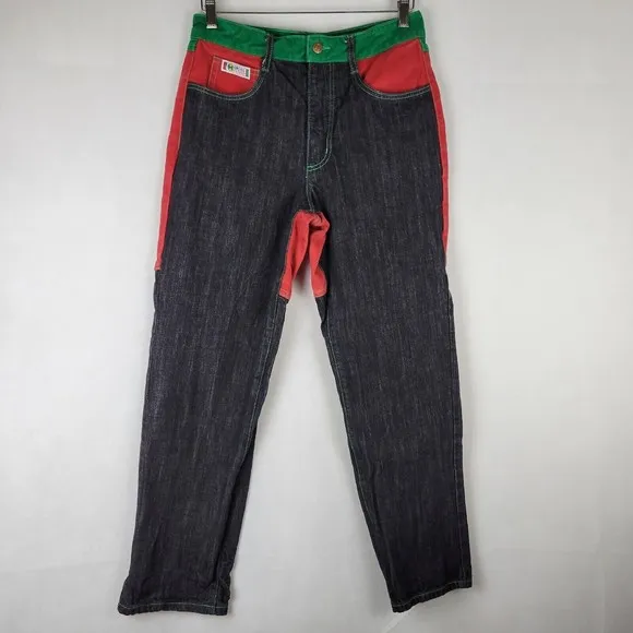 Cross Colours Color Block Jeans Mens Size 30x29 Hip Hop Rap 90's Streetwear