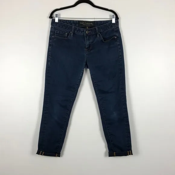 Cult of Individuality men’s 5 pocket straight leg raw hem cuff blue jeans SZ 30