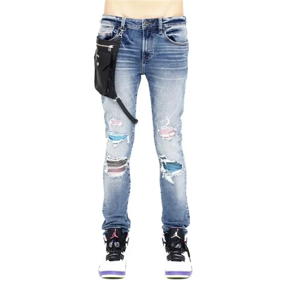 NWT CULT OF INDIVIDUALITY Men Tye Dye Punk Super Skinny Moto Jean in Stoke 30x32
          
      NWT