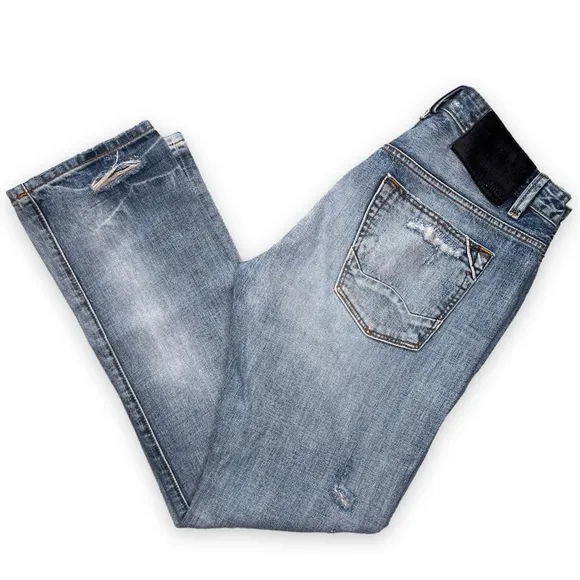 Cult of Individuality Rocker Slim Selvedge Blue Jeans Free Damn Size Mens 36x33
