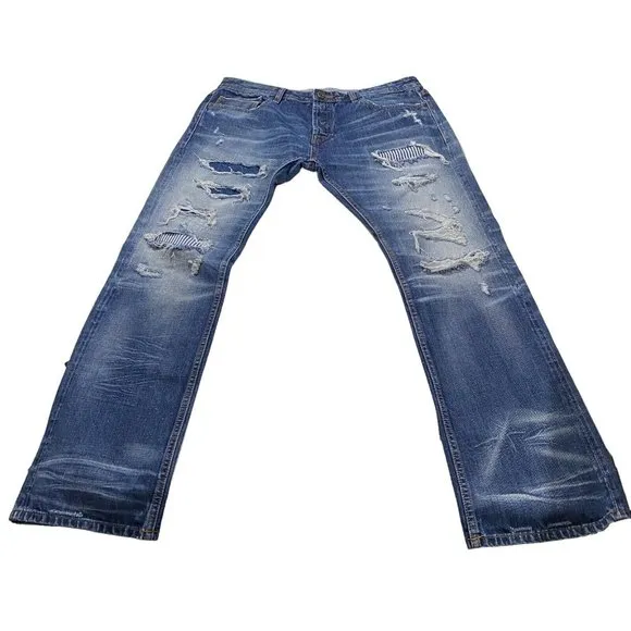 Cult of Individuality Hagen Relaxed Medium Wash Jean Sz 38 x34 Japanese Selvedge