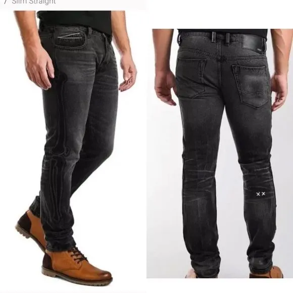 NEW CULT OF INDIVIDUALITY bones washed rocker slim rigid slim fit jeans 40X33
          
      NWT