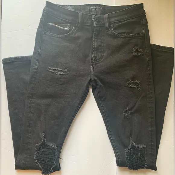 CULT OF INDIVIDUALITY PUNK SUPER SKINNY RIPPED BLACK FADED JEANS W30 L32 MENS😍