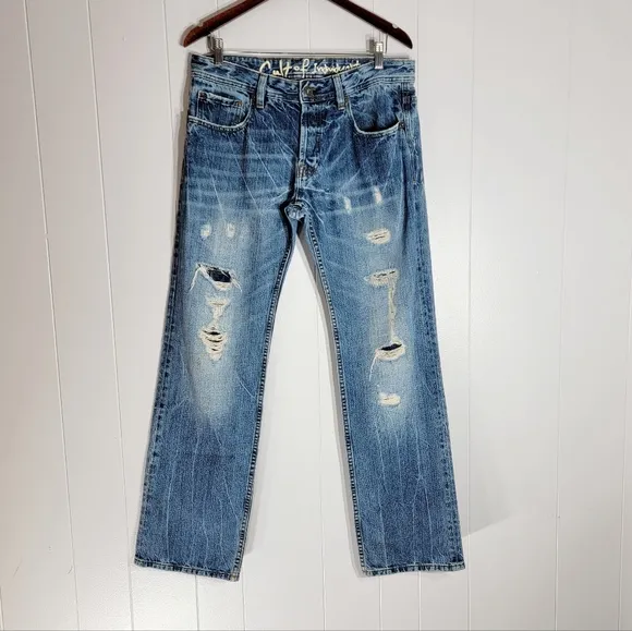 Cult of Individuality Hagen Relaxed Distressed Button-fly Jeans 33x34