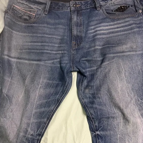 Cult of Individuality Blue Relaxed Jeans with Natural Fading