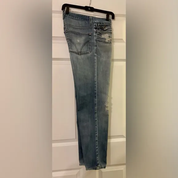 Men's jeans D&G Dolce&Gabbana 100% cotton ripped blue with buttons.  SZ-33