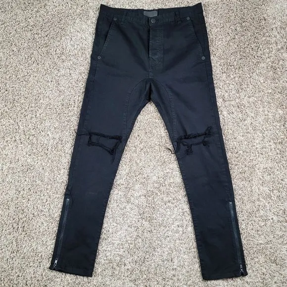 Daniel Patrick Knee Burnout Men's Skinny Ripped Size 31 Moto Street Metal Jeans